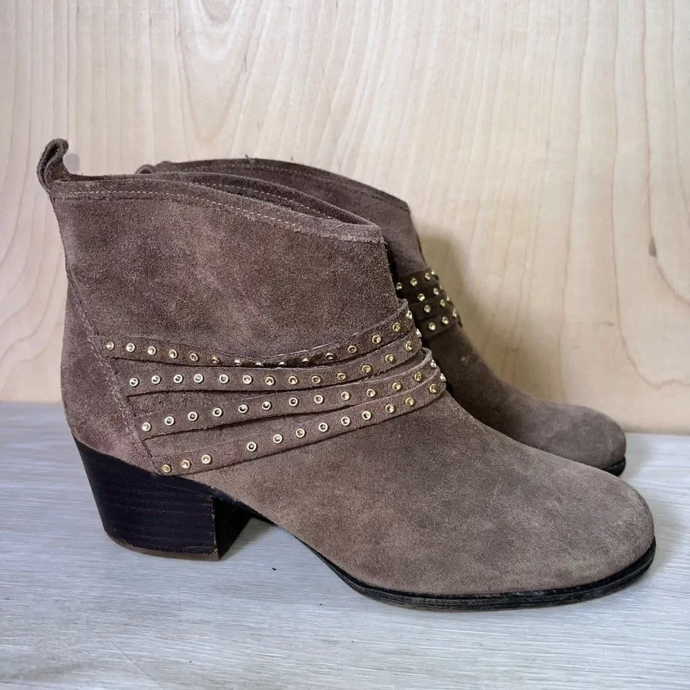 Jessica Simpson Clauds Mink Split Suede Studded Ankle Boots‎ Women's 9M